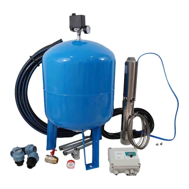 Kit Forage complet avec pompe Orlando 230V 4'' 1.5kW + Surpresseur + Sécurité manque d'eau