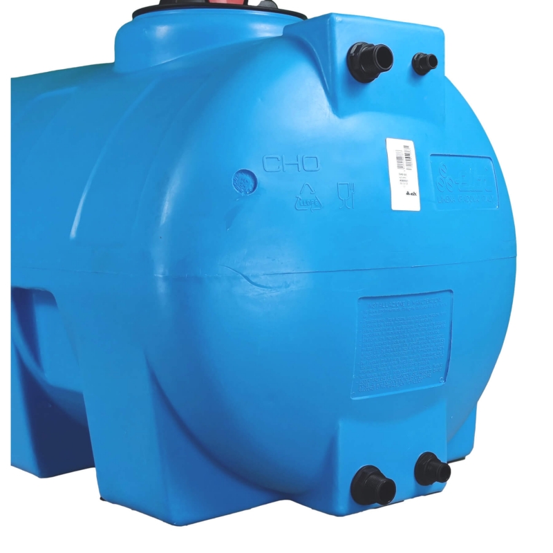Cuve 5000L aérienne de récupération d'eau - Réservoir horizontal bleu - ELBI CHO5000