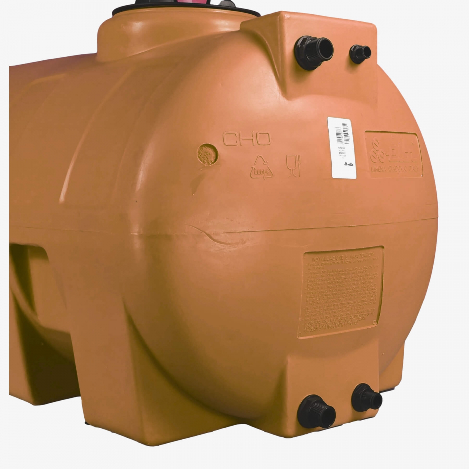 Cuve 500L aérienne de récupération d'eau - Réservoir horizontal terracotta - ELBI CHO500