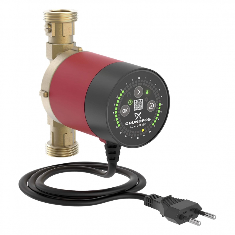 Circulateur de chauffage programmable Grundfos Comfort 15-14 BX TDT - Vanne d'isolation + clapetAR