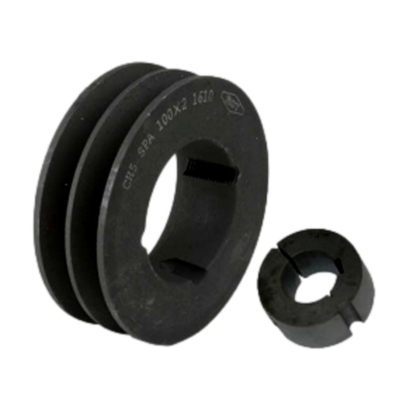 Poulie 2 gorges Ø80 arbre Ø14