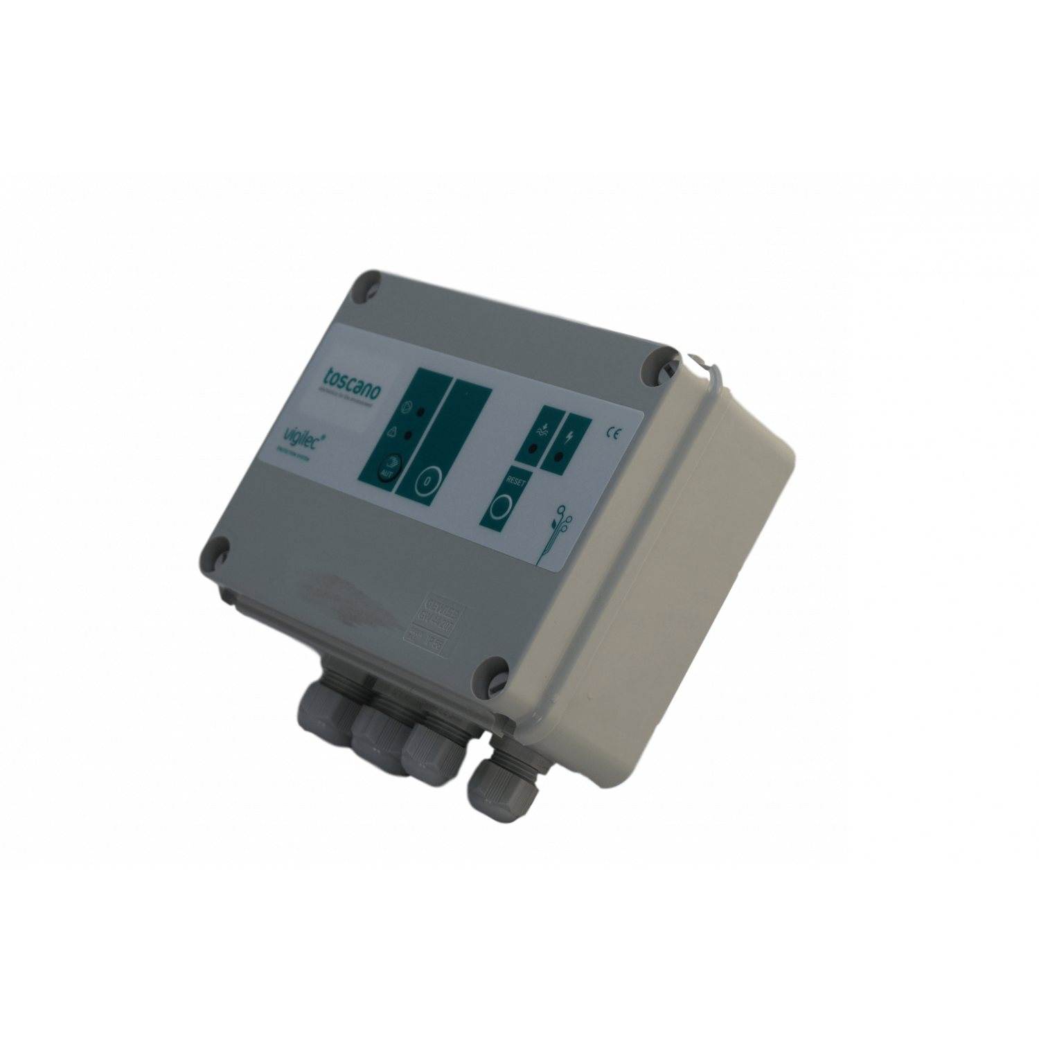 Coffret de commande 230V, protection et contrôle de niveau.